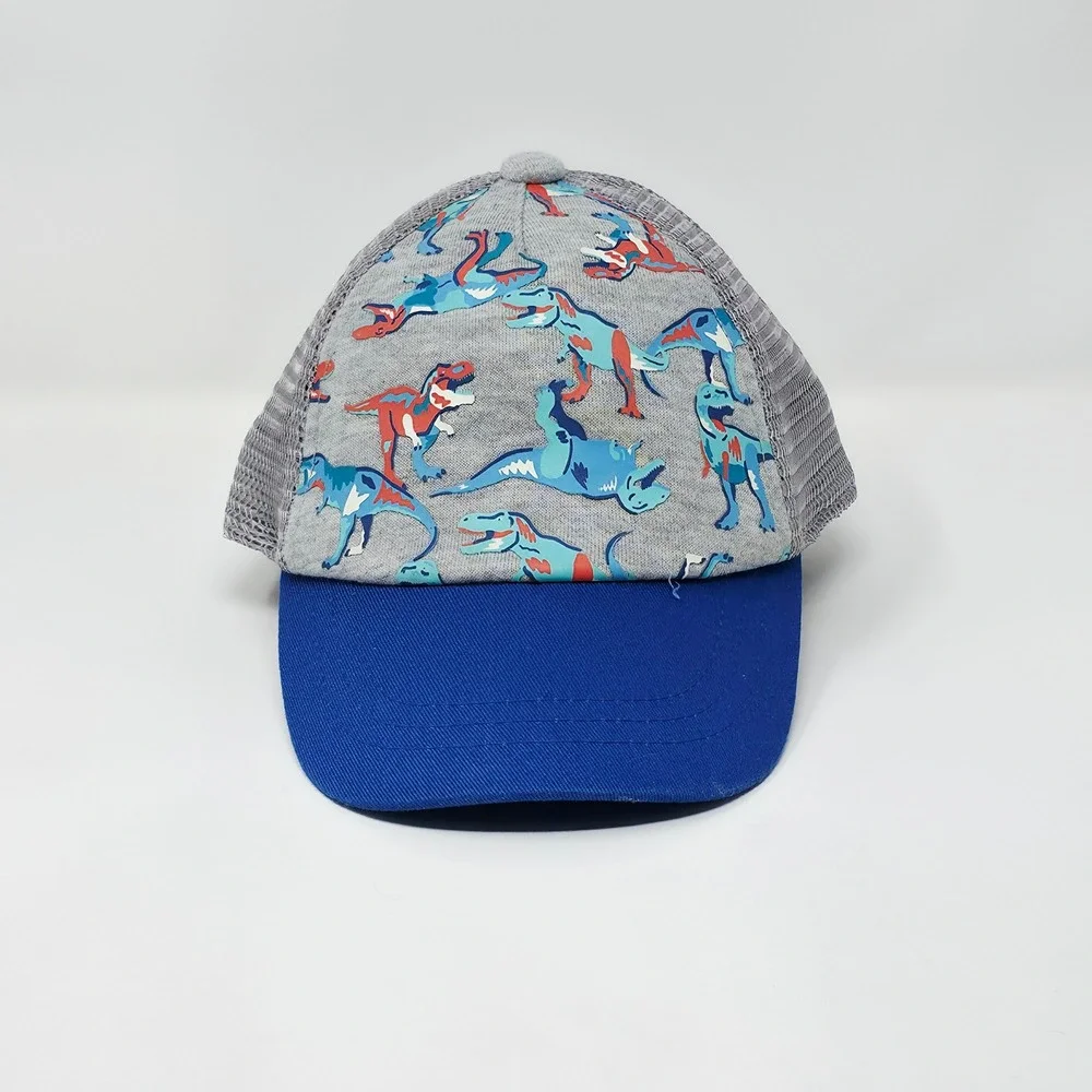 Dinosaur Print Trucker Hat Toddler Boys OS Blue Grey Mesh Snapback Cap Outdoor